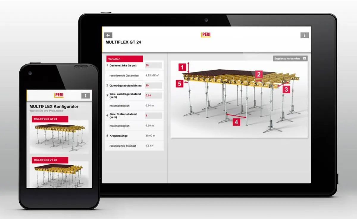 Verschiedene Apps von PERI bieten schnelle und wertvolle Unterstützung im Baustellenalltag.