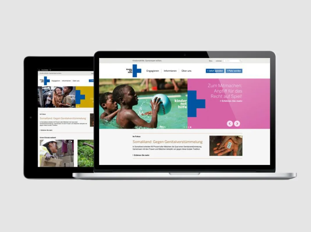 Kindernothilfe.de ist für Desktop-PC und Tablet optimiert