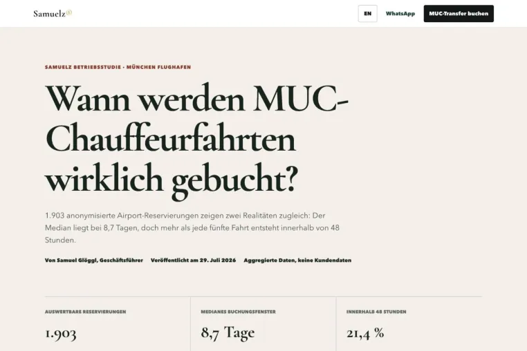 Bild: Neue MUC-Studie: 1.903 Chauffeur-Reservierungen zeigen ein breites Buchungsfenster