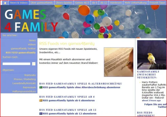 Bild: Sie wollen immer wissen was gespielt wird? Immer auf dem Laufenden bleiben dank games4family.de RSS Feeds