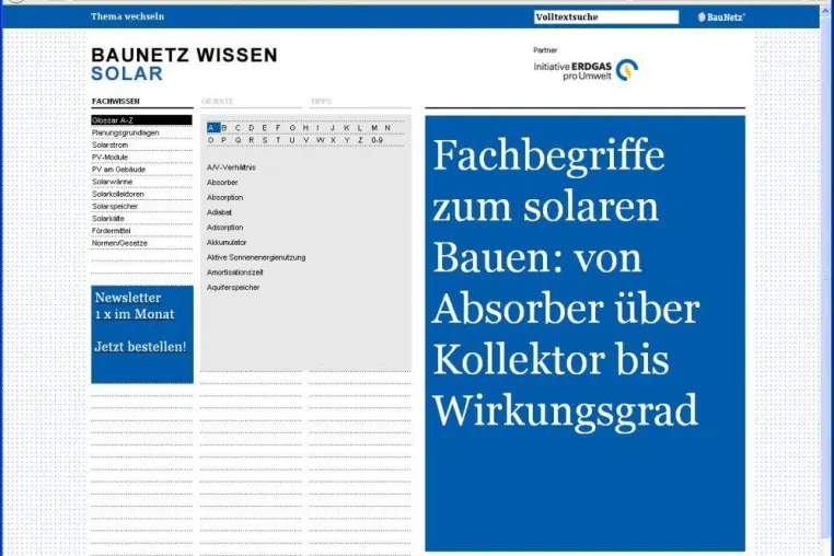 Bild: Mit der Sonne planen / Neues Online-Fachlexikon Solar von Baunetz Wissen