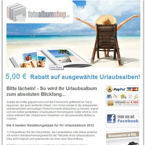 Fotoalbumshop.de gewährt Sommer-Rabatt für Urlaubsalben Bild: Fotoalbumshop.de gewährt Sommer-Rabatt für Urlaubsalben