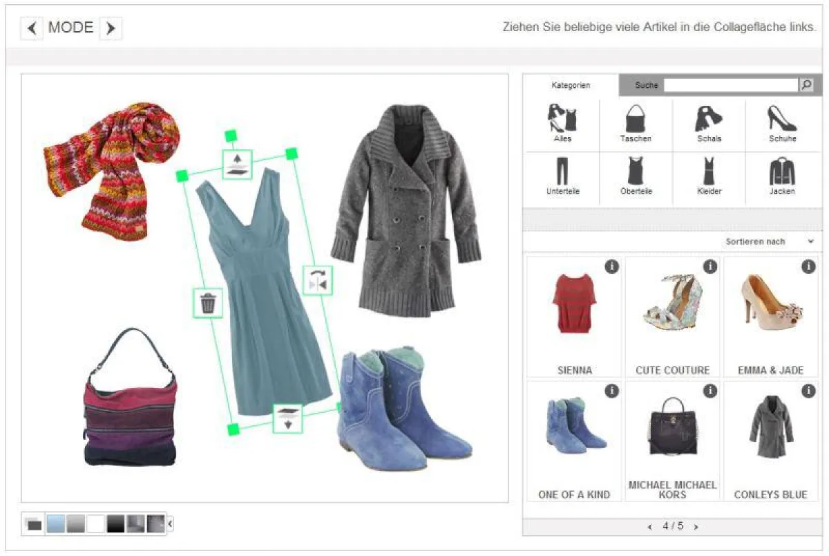 Durch das Erstellen ganzer Bilder-Kollektionen auf der virtuellen Leinwand wird ein Magazincharakter