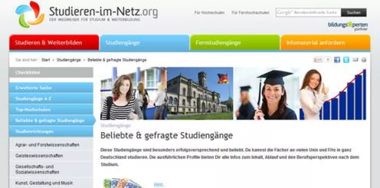 Bild: Studieren-im-Netz.org jetzt mit ausführlichen Studiengangporträts