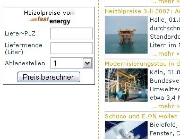 Bild: EnergiePortal.info: Der Heizölpreis-Rechner