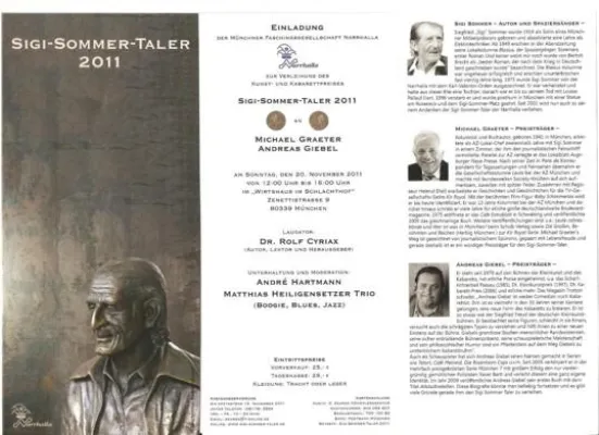 Verleihung des Sigi Sommer Talers 2011 an Andreas Giebel und Michael Graeter Bild: Verleihung des Sigi Sommer Talers 2011 an Andreas Giebel und Michael Graeter