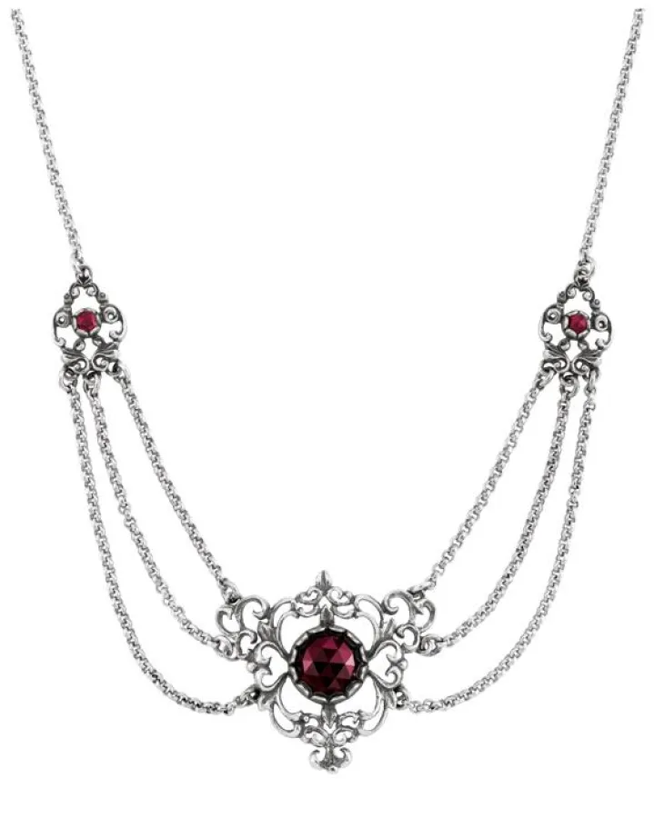 Collier, Silber 925 mit Granaten, ca. 43-49 cm € 149,-