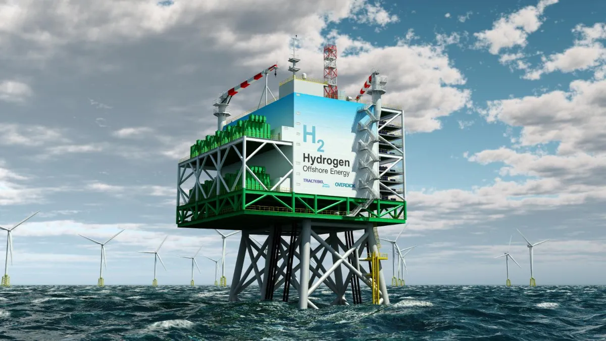 Das Modell enthält eine Anlage zur Herstellung von “grünem” Wasserstoff aus Offshore-Windenergie.