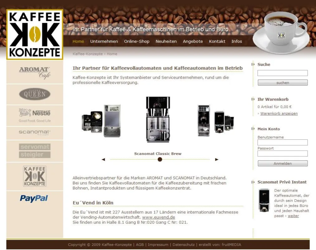 Kaffee-Konzepte in neuem Gewand im Internet