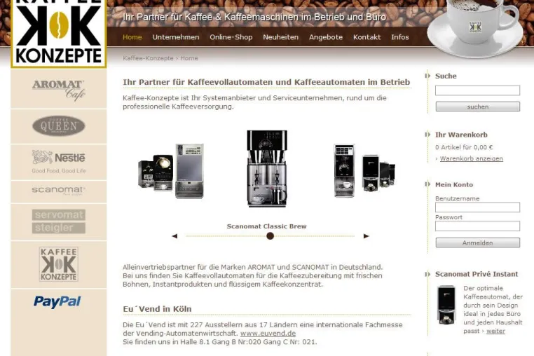 Kaffee-Konzepte in neuem Gewand im Internet Bild: Kaffee-Konzepte in neuem Gewand im Internet