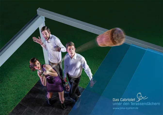 Bild: Das Cabriolet unter den Terrassendächern - JOKA System entwickelt innovatives Glasschiebedachsystem