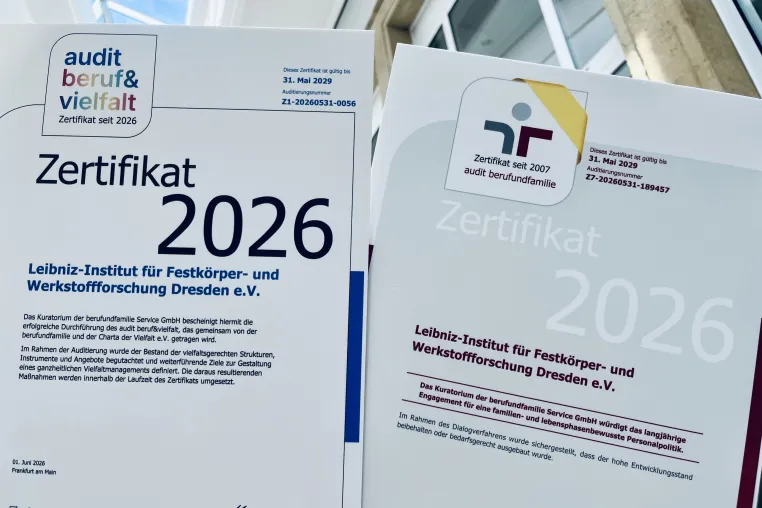 Bild: IFW Dresden für Familienfreundlichkeit und Vielfalt ausgezeichnet