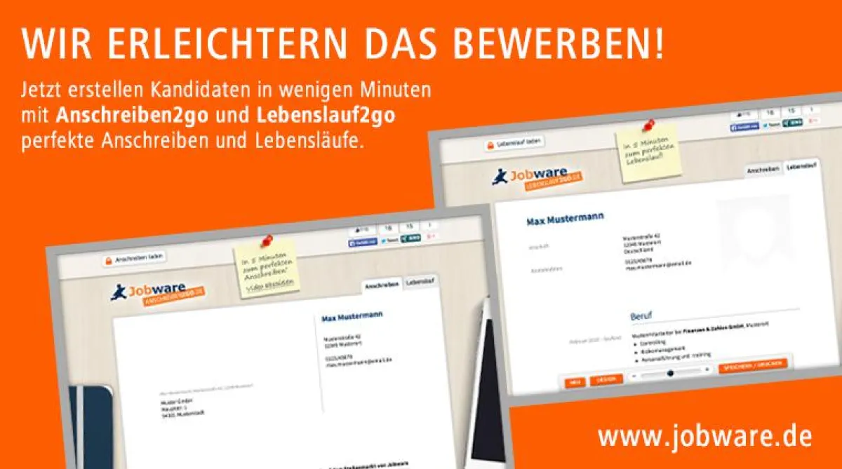 Jobware launcht Lebenslauf2go.