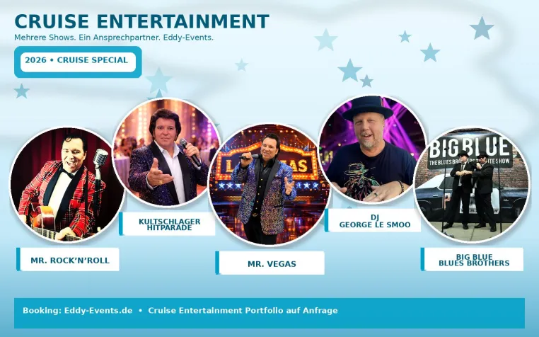 Bild: Kreuzfahrt-Entertainment aus einer Hand: Mehrere Shows, ein Ansprechpartner – Bühne, Restaurant & Deckparty