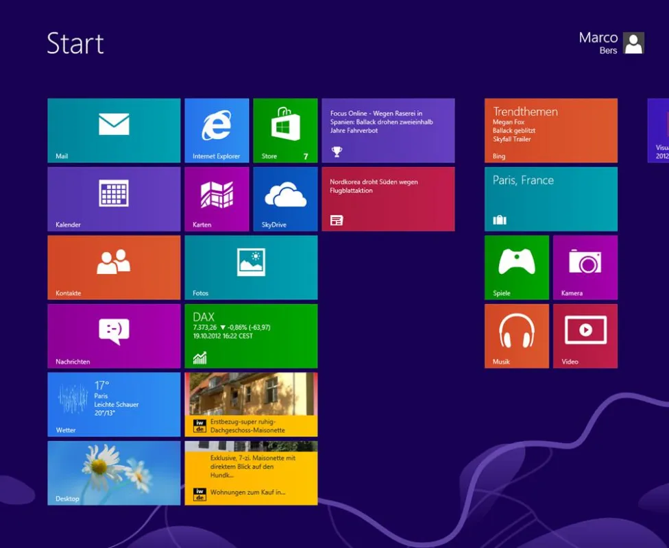 Windows 8 mit der App zur Wohnungssuche von immowelt.de. Quelle: immowelt.de
