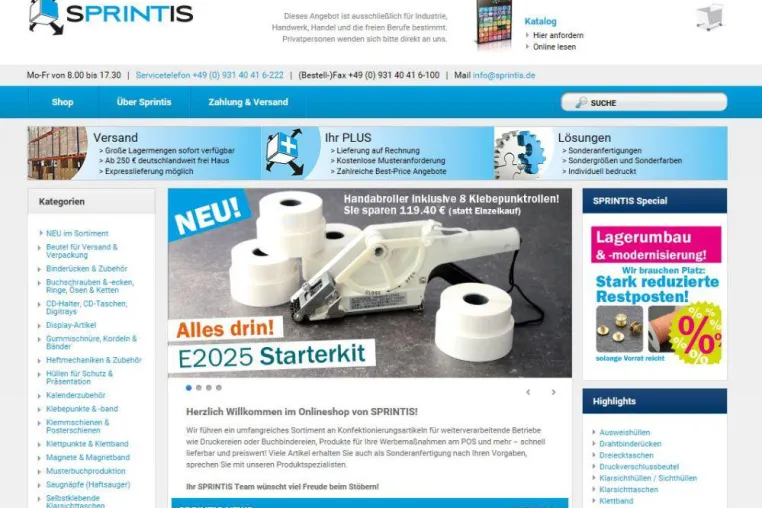 Bild: Sprintis erweitert seinen Online-Shop um wichtige Funktionen