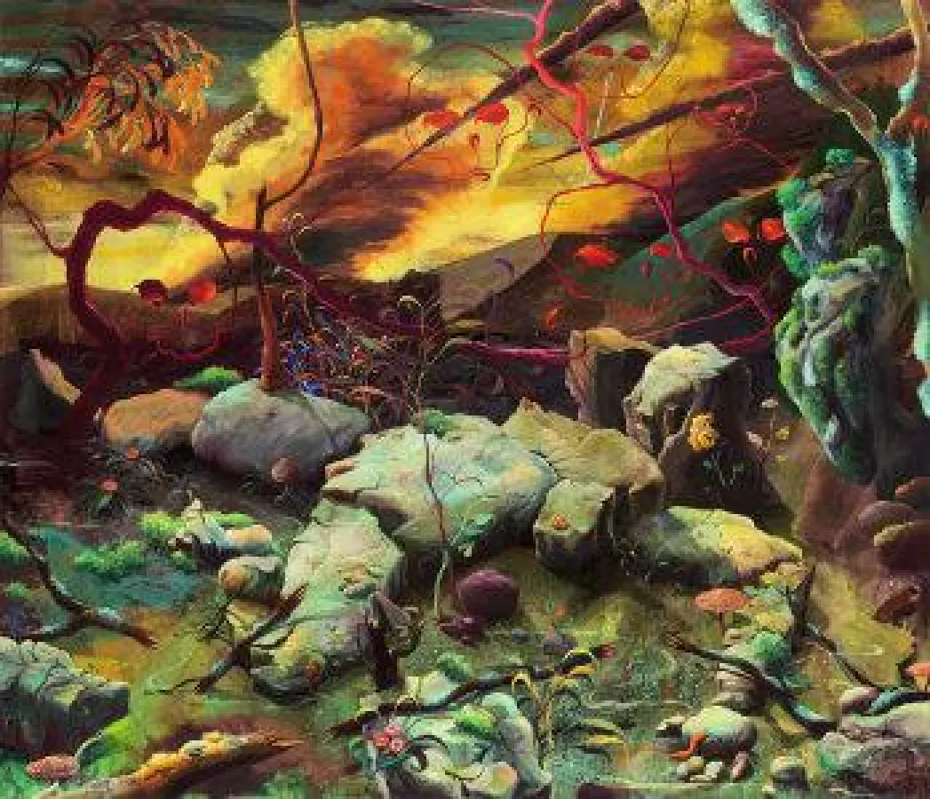 Arno Bojak: Der Tod und das Mädchen, 2012, Acryl auf Nessel, 205 x 240 cm