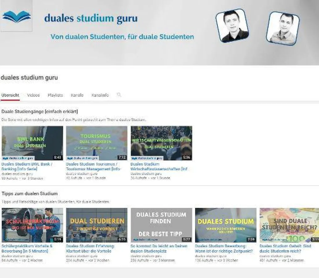 Youtube Kanal: duales studium guru