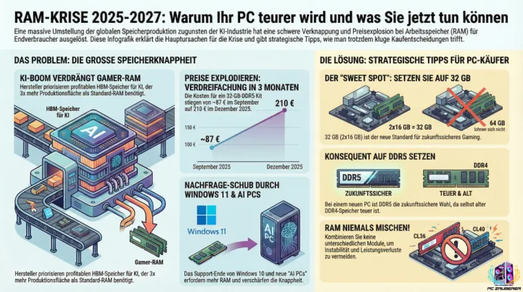 RAM-Preise steigen stark: PC Zauberer erklärt Hintergründe der aktuellen Speicherkrise Bild: RAM-Preise steigen stark: PC Zauberer erklärt Hintergründe der aktuellen Speicherkrise