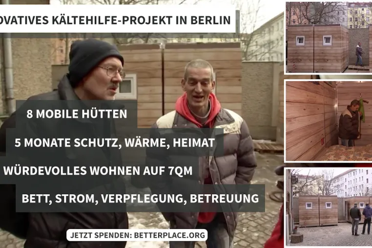 Bild: Kältehilfe-Projekt in Berlin: Im Winter Notschlafplatz für Obdachlose, im Sommer Popup-Hotel für Festivals