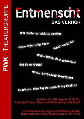 Bild: „ENTMENSCHT - das Verhör“ - Theateraufführung der Privaten Real- und Wirtschaftsschule Krauß, Aschaffenburg