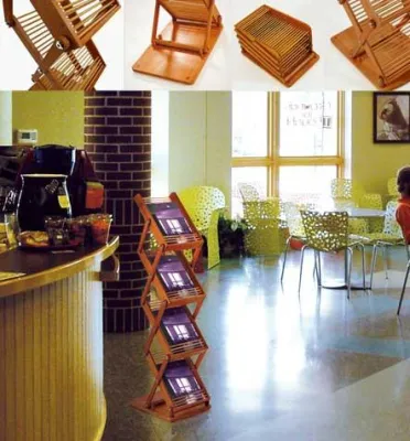 Der Easy StairBamboo Prospektständer – der erste faltbare Prospektständer aus Bambus Bild: Der Easy StairBamboo Prospektständer – der erste faltbare Prospektständer aus Bambus