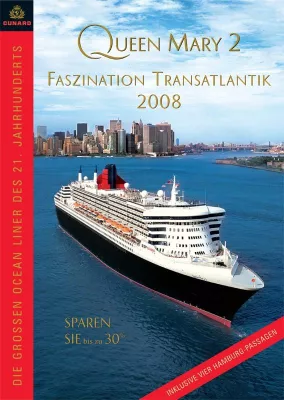 Bild: Queen Mary 2 auch 2008 vier Mal von Hamburg über den Atlantik