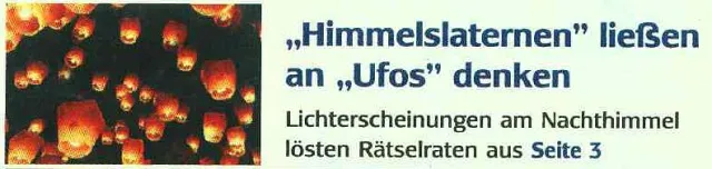 Bild: UFO in der Schweiz gesichtet: Himmelslaterne über Gebenstorf am Donnerstagabend
