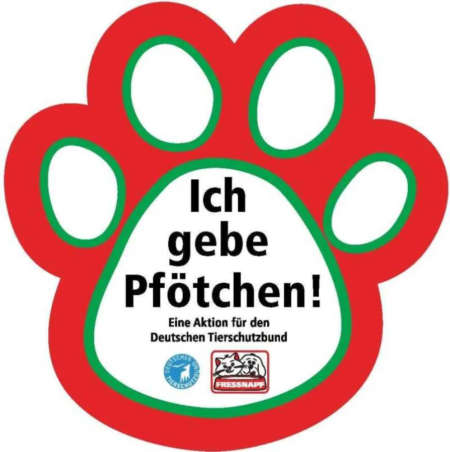 Mit der Pfötchen-Aktion ruft Fressnapf zu Spenden für den Deutschen Tierschutzbund auf.