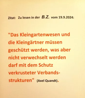 Bild: Berlins Obergärtner, Gert Schoppa, beim Landesverbandstag der Berliner Gartenfreunde. Ein peinliches Fiasko.