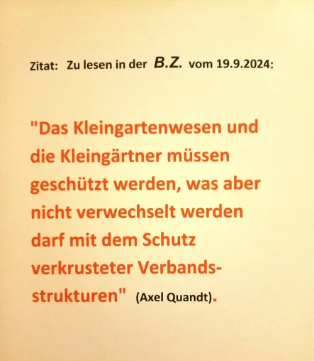 Bild: Berlins Obergärtner, Gert Schoppa, beim Landesverbandstag der Berliner Gartenfreunde. Ein peinliches Fiasko.