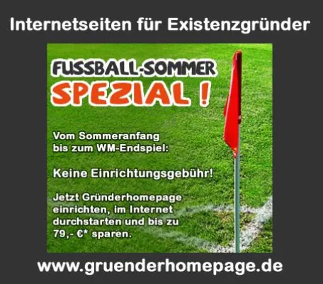 Bild: Sommerspezial: Internetseite für Kleinunternehmer u. Selbstständige bis WM-Endspiel ohne Einrichtungsgebühr