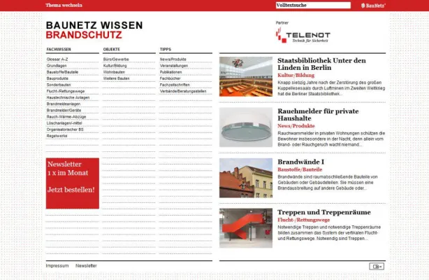 Brandschutz: Know-how für Architekten und Planer / Neu bei Baunetz Wissen Bild: Brandschutz: Know-how für Architekten und Planer / Neu bei Baunetz Wissen