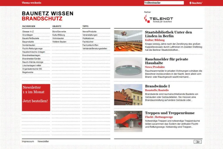 Brandschutz: Know-how für Architekten und Planer / Neu bei Baunetz Wissen Bild: Brandschutz: Know-how für Architekten und Planer / Neu bei Baunetz Wissen