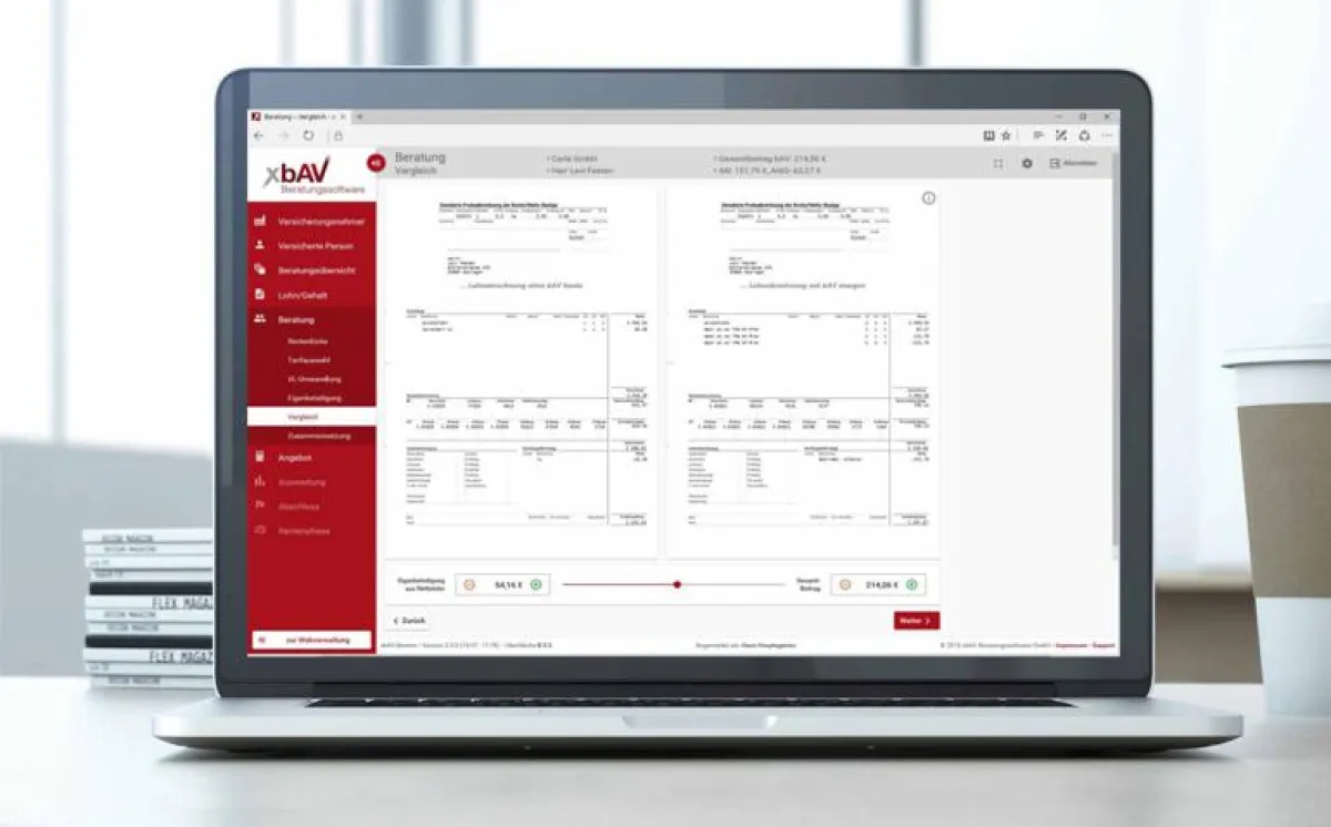 Die Lösung bAV-Berater von xbAV führt Vermittler durch den gesamten Beratungsprozess. (Quelle: xbAV)