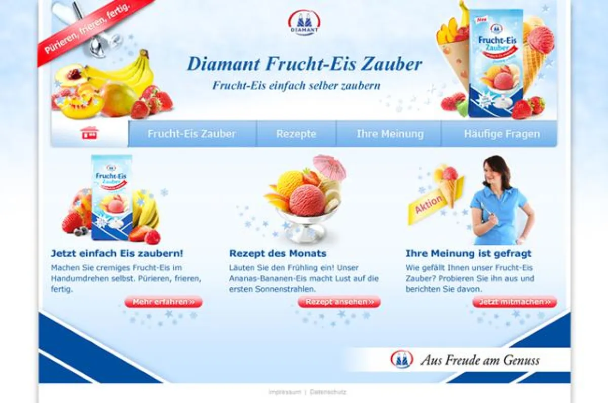 Fruchteiszauber.de: Startseite des Online-Specials (Screenshot)