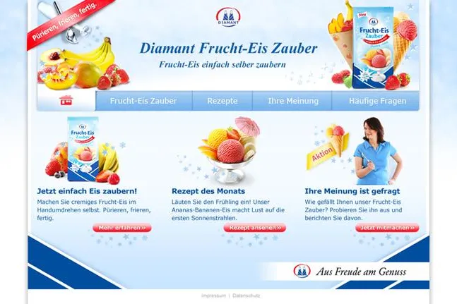 denkwerk bringt Produktneuheit Diamant Frucht-Eis Zauber ins Web Bild: denkwerk bringt Produktneuheit Diamant Frucht-Eis Zauber ins Web