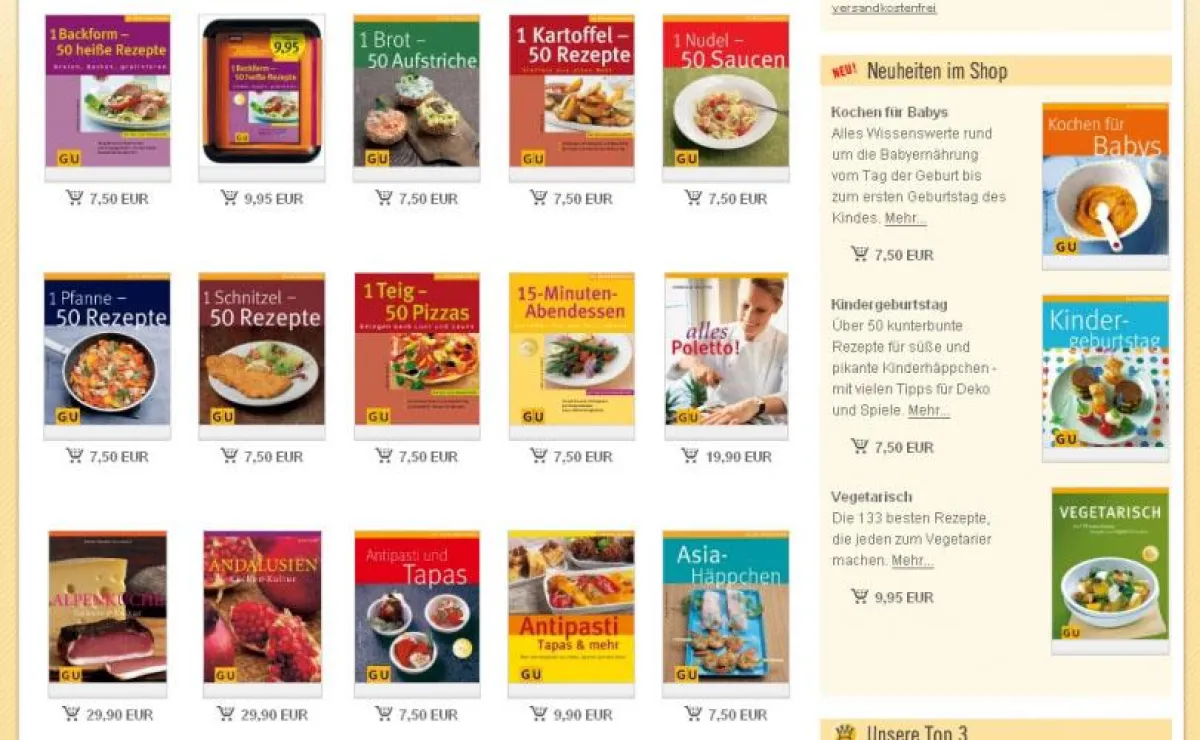 Screenshot www.gu-shop.de