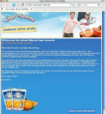 Bild: Adrian Sutil bloggt auf capri-sonne.de - Insider-Infos zum Heim-Grand-Prix auf dem Hockenheimring