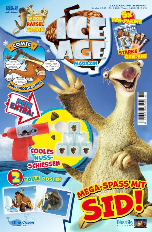 Faultier Sid winkt vom Cover- Das Ice Age-Magazin ist da! //Bild BOE