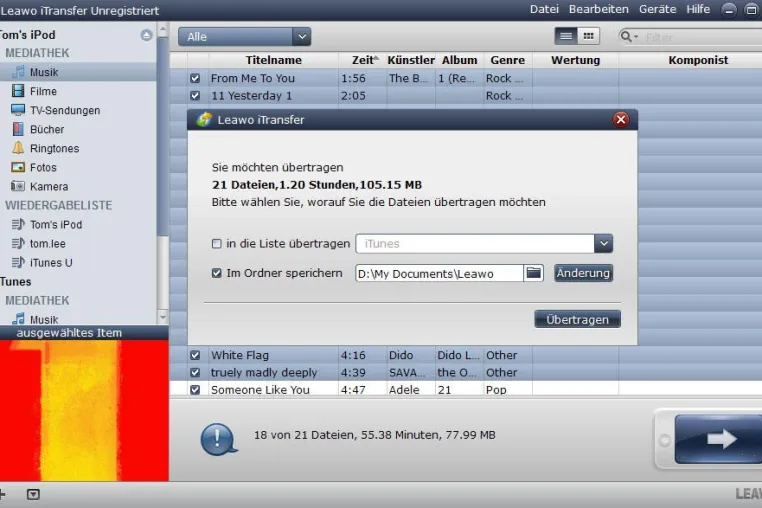 Musik von iPad auf Computer übertragen: Leawo itransfer macht das einfacher, schneller und bequemmer Bild: Musik von iPad auf Computer übertragen: Leawo itransfer macht das einfacher, schneller und bequemmer