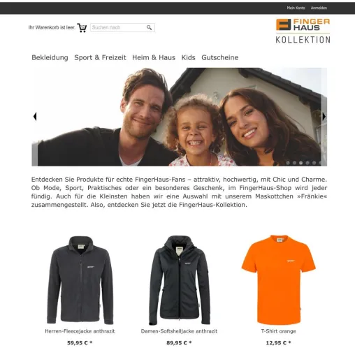 Bild: Online-Shop für FingerHaus-Fans: Anziehend und praktisch