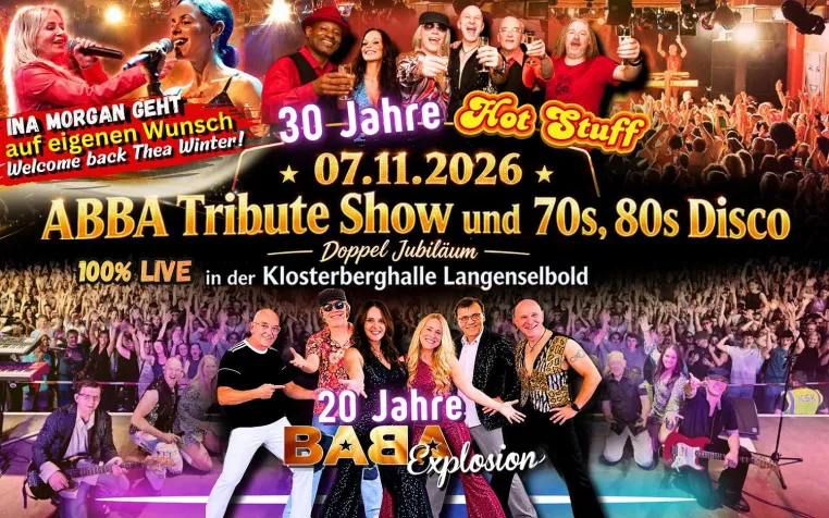 Ina Morgan geht! Spektakuläres Comeback bei großer ABBA & Disco Doppeljubiläums-Party am 7.11., Langenselbold Bild: Ina Morgan geht! Spektakuläres Comeback bei großer ABBA & Disco Doppeljubiläums-Party am 7.11., Langenselbold