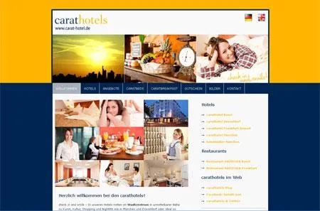 Bild: Übersichtliche und ansprechende Optik: Die carathotels im mobilen Web