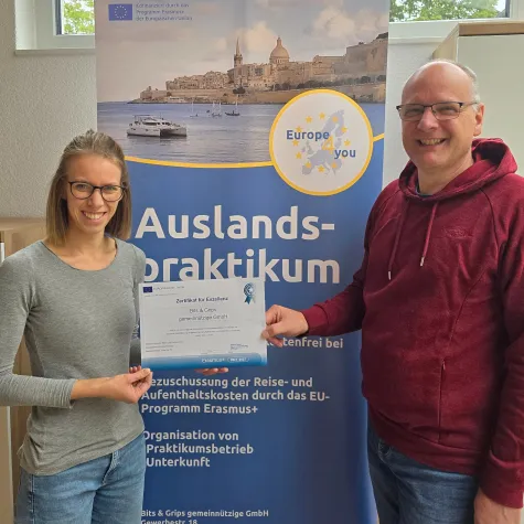 Bild: Europe for you mit dem Erasmus+ Exzellenz-Zertifikat ausgezeichnet