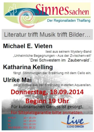 Literatur trifft Musik trifft Bilder - Herbstlesung 2014 in Thalfang Bild: Literatur trifft Musik trifft Bilder - Herbstlesung 2014 in Thalfang