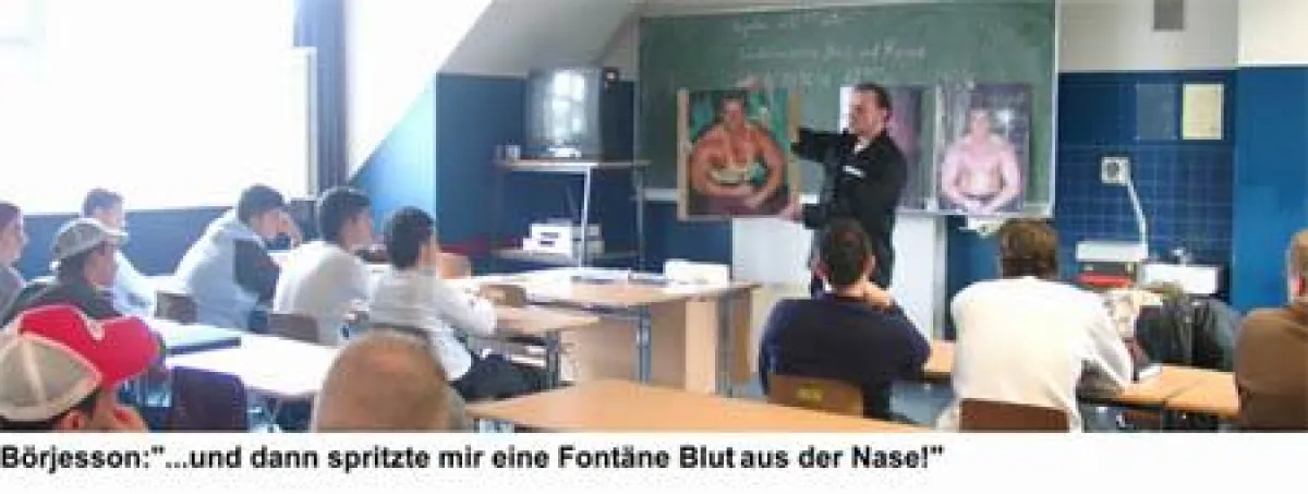 Börjesson bei der Doping-Aufklärung in einer Schule