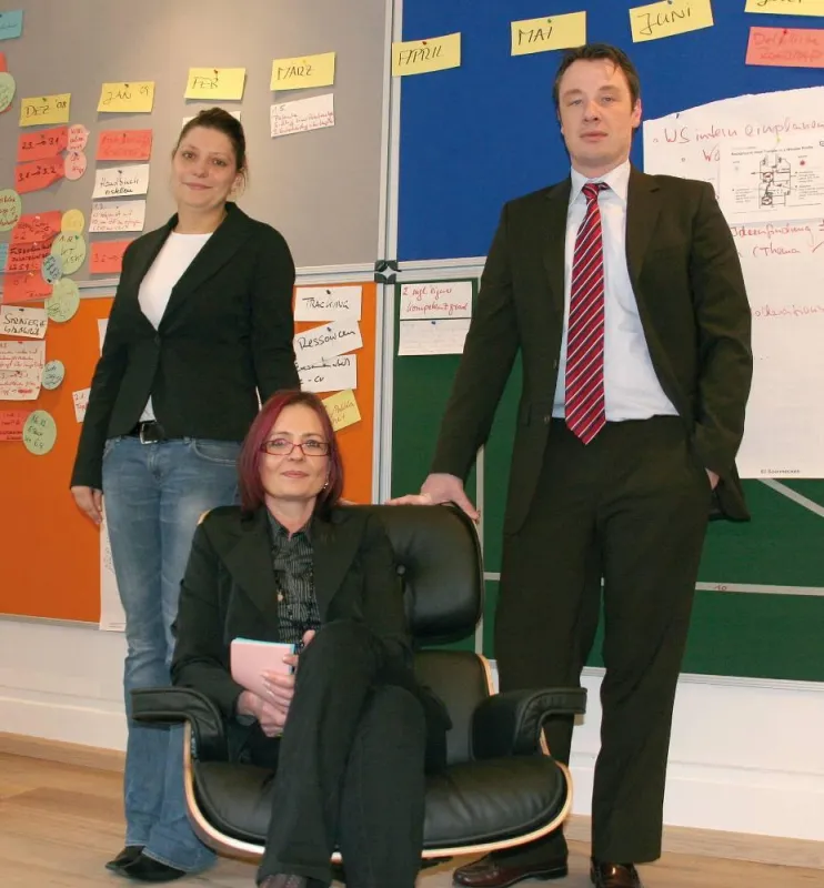 Yvonne Appelt, Carola Vollmer (Ideamanager) und Patrick Mueller (Geschäftsführer) im Innovationcenter