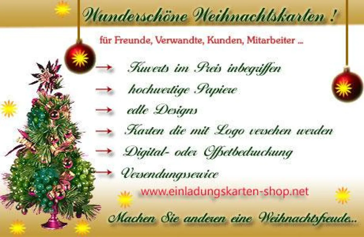 Weihnachtskarten für Firmen bei Einladungskarten-Shop bestellen