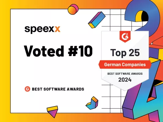 Bild: Speexx in der Top #10 der G2 Best Software Company in Germany Awards 